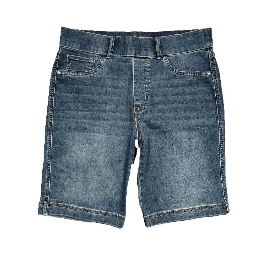 Gloria Shape Effect Pull On Bermuda Shorts Petite 10P (W31 Inseam 9) Blue Womens